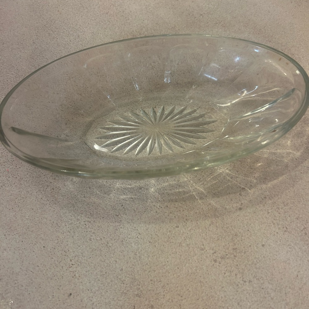 Starburst Crystal Cut glass banana split bowl
